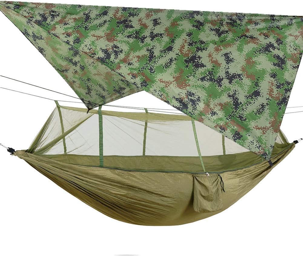 Hamac De Randonnée Durable Hamac De Camping Portable Hamac De Randonnée Avec Couvrepluie De Moustiquaire -Motif 5
