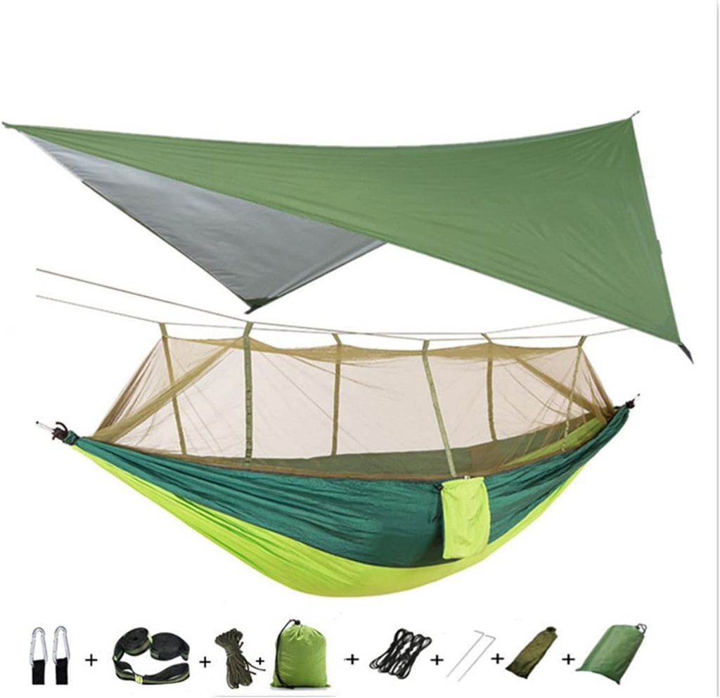 Hamac De Randonnée Durable Hamac De Camping Portable Hamac De Randonnée Avec Couvrepluie De Moustiquaire -Motif 3