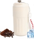 Thermos à Café avec Affichage Numérique de la Température , en Acier Inoxydable 450 ml-Blanc