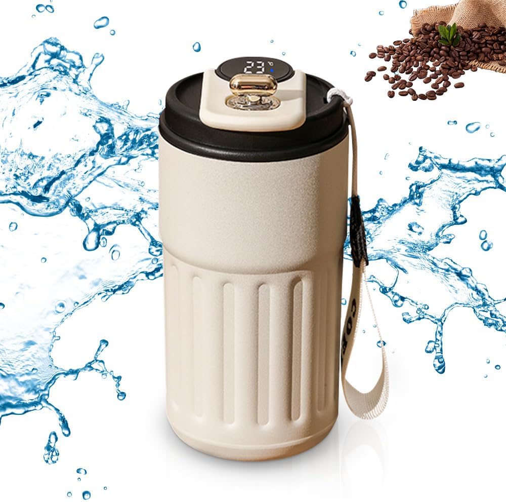 Thermos à Café avec Affichage Numérique de la Température , en Acier Inoxydable 450 ml-Noir