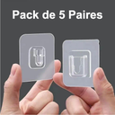 Pack de 5 Paires de Crochets Muraux Auto-Adhésifs Imperméables