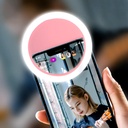 Anneau Lumineux pour Selfie 28 LED Avec 3 Niveaux de Luminosité Réglable -Rose