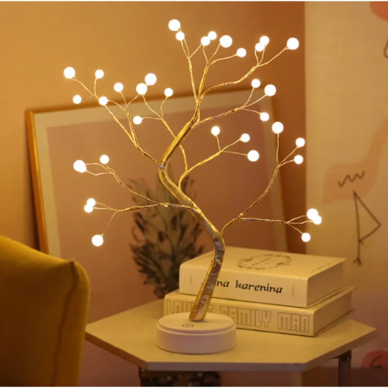 Arbre Artificiel Rechargeable Avec Branches Réglables En Perles 
