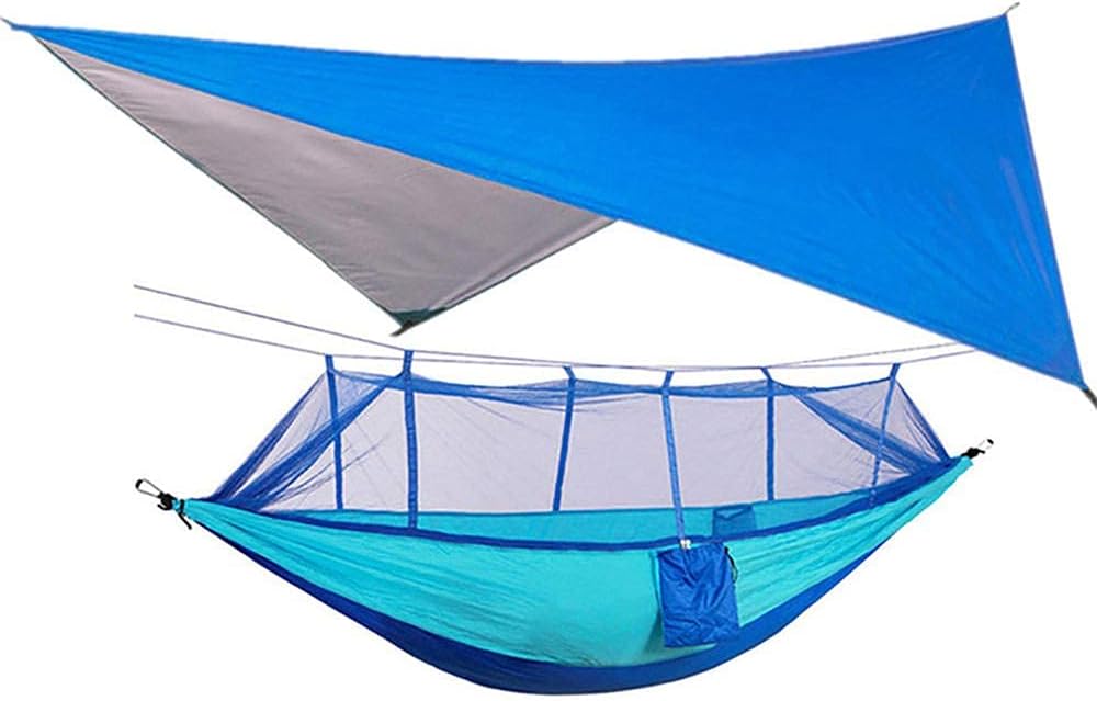 Hamac De Randonnée Durable Hamac De Camping Portable Hamac De Randonnée Avec Couvrepluie De Moustiquaire -Motif 1
