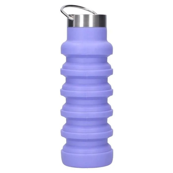 Bouteille d'Eau Rétractable en Silicone - 500ml, Portable et Pliable, Sans BPA-Violet