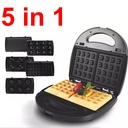  Appareil à Plaque Chauffante 5 en 1 - Panini, Zouza, Donuts, Gaufre, Cake - 750W