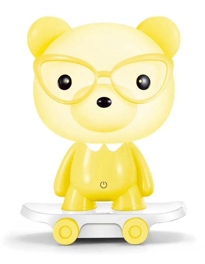 Veilleuse Pour Enfants - Forme Ours Tête Lumineuse-Jaune