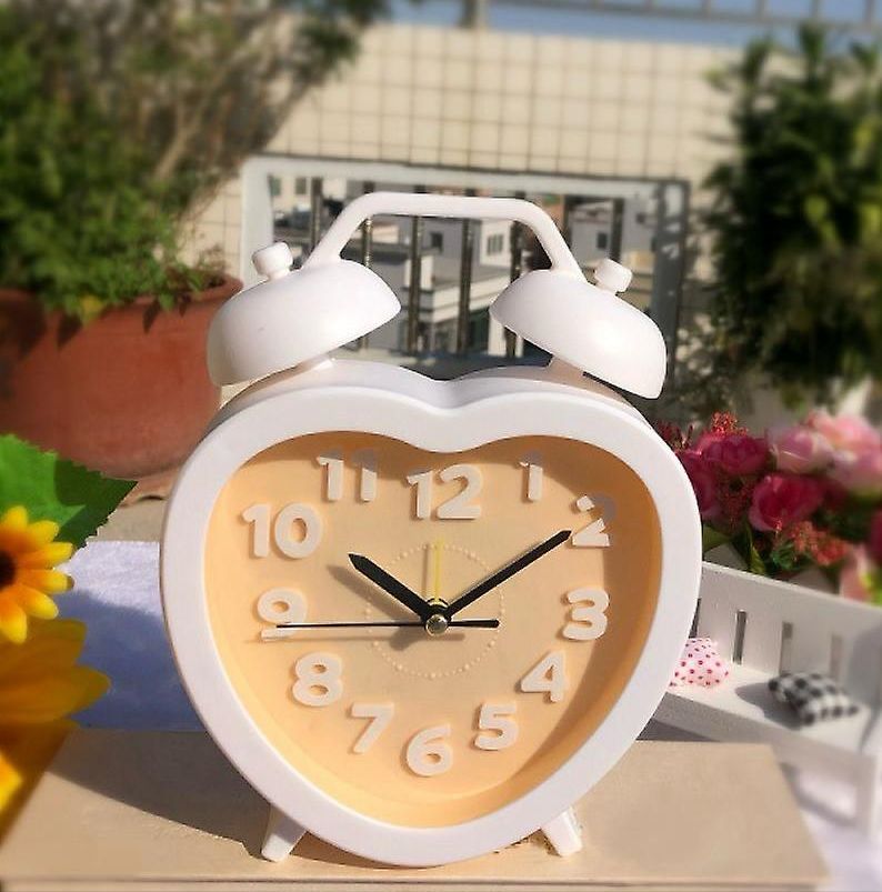 Horloge Réveil Avec Alarme - Forme Cœur-Jaune