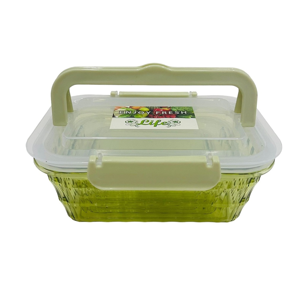 Lot de 3 Boîtes Alimentaires Rectangulaires avec Couvercles en Plastique Dure Sans BPA-Vert