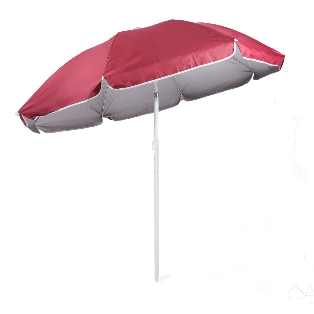 Parasol de Plage en Tissu Anti-UV Tête Inclinable Forme Ronde 1,70 mètres-Rouge