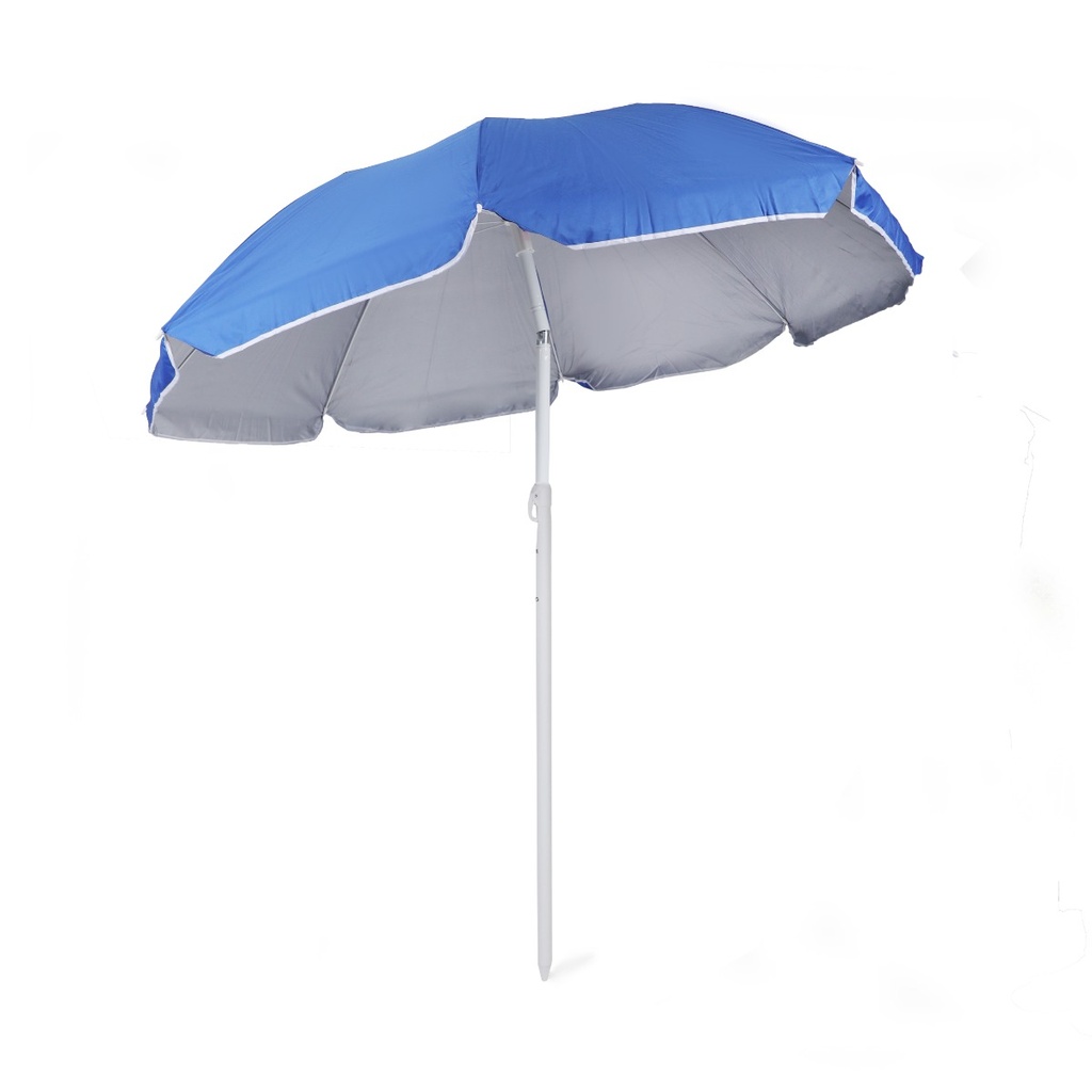 Parasol de Plage en Tissu Anti-UV Tête Inclinable Forme Ronde 1,70 mètres-Bleu