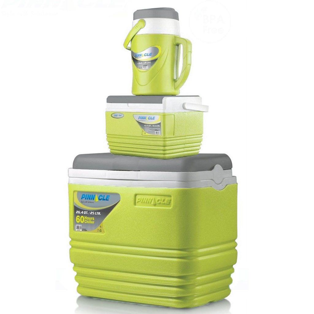 PINNACLE Pack de 3 Glacières Isolées Portables Sans BPA - 25 L / 4.5 L / 2 L-Vert