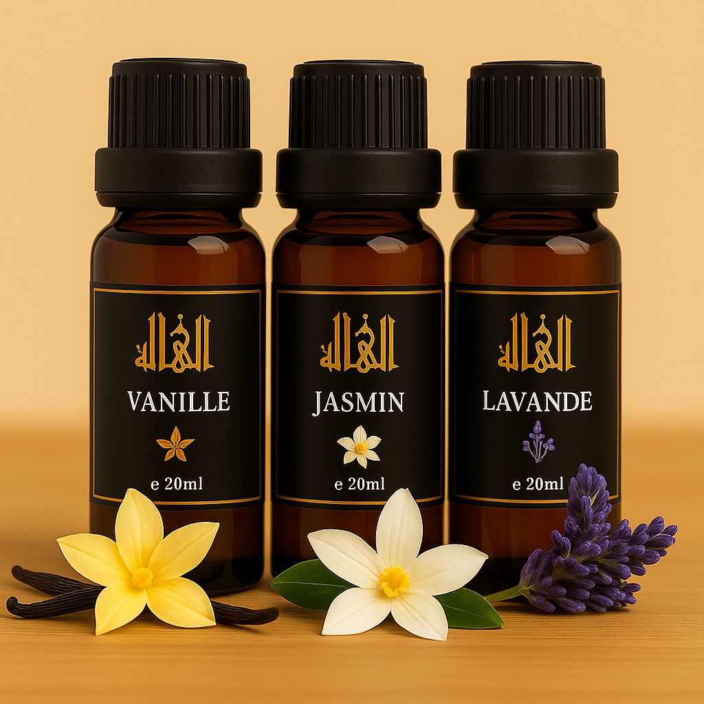 Pack de 3 Huiles Parfumées Vanille & Jasmin & Lavande 3 Flacons x 20 ml