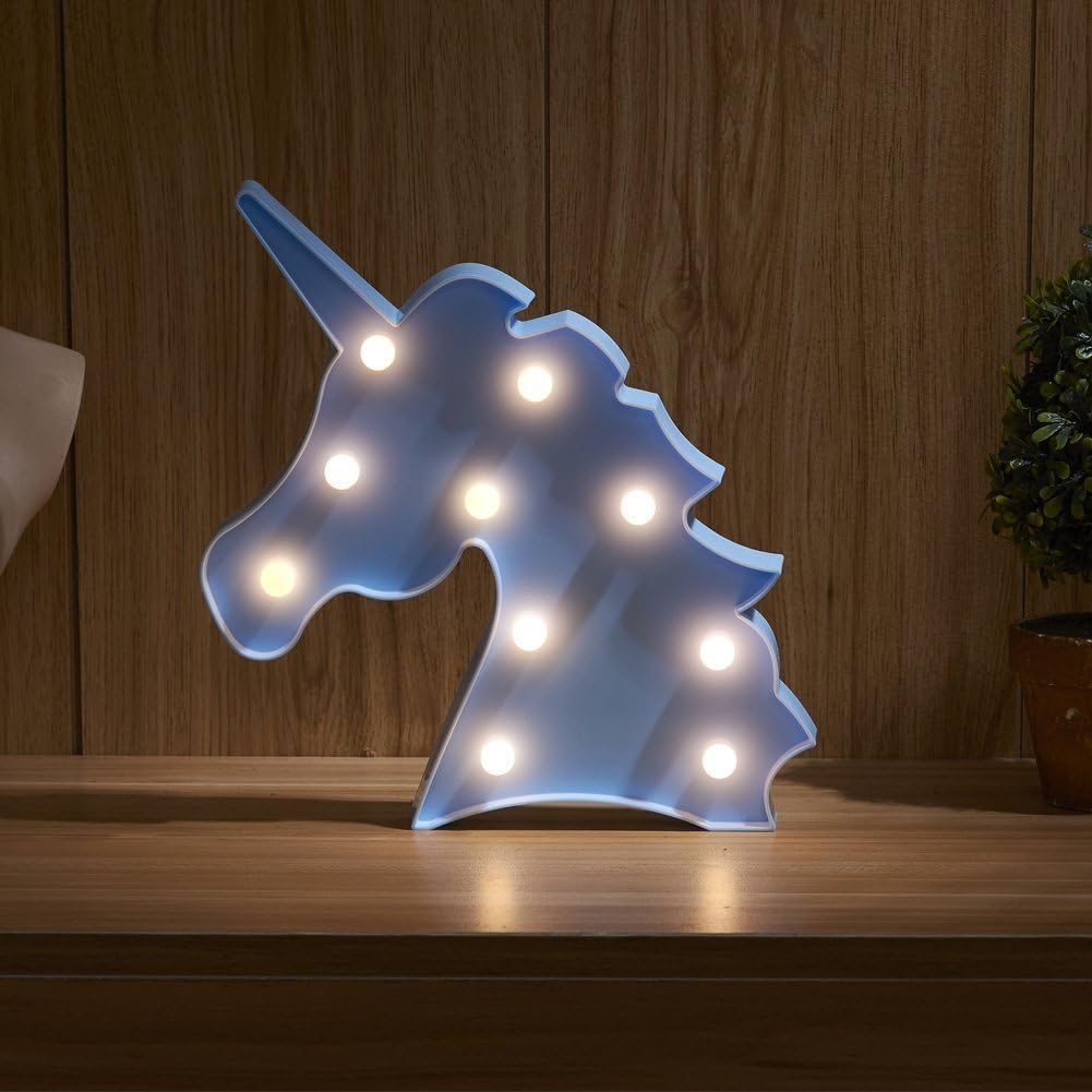 Lampe LED Forme Licorne Pour Décoration 32 cm x 19 cm-Bleu ciel 
