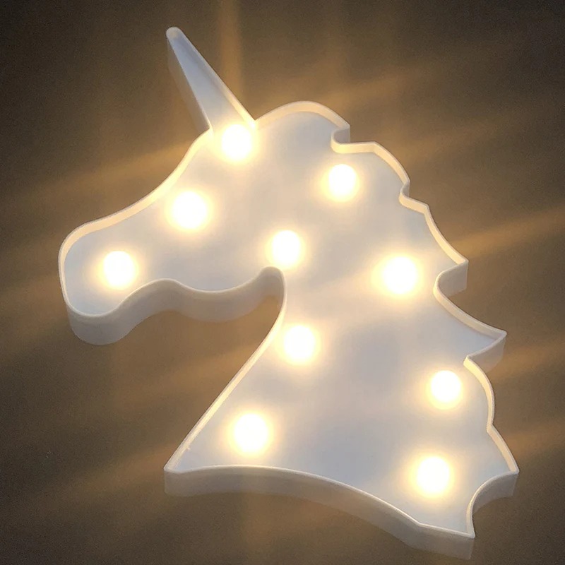 Lampe LED Forme Licorne Pour Décoration 32 cm x 19 cm-Blanc