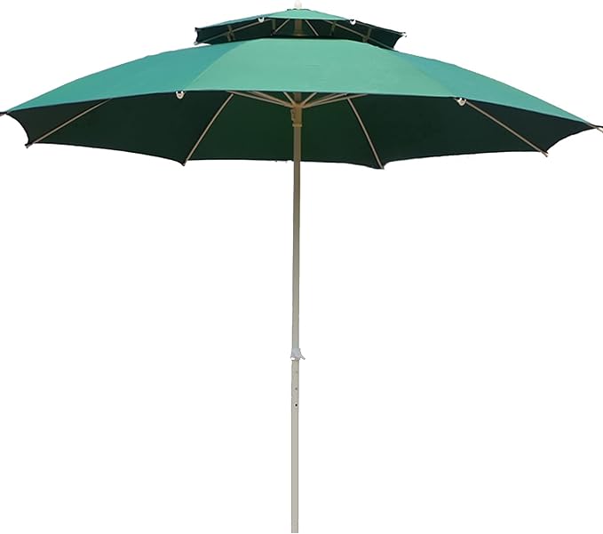Parasol Grand Modèle Haute Qualité Double Toit Forme Rond 2,10 m-Vert