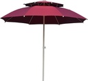 Parasol Grand Modèle Haute Qualité Double Toit Forme Rond 2,10 m-Rouge