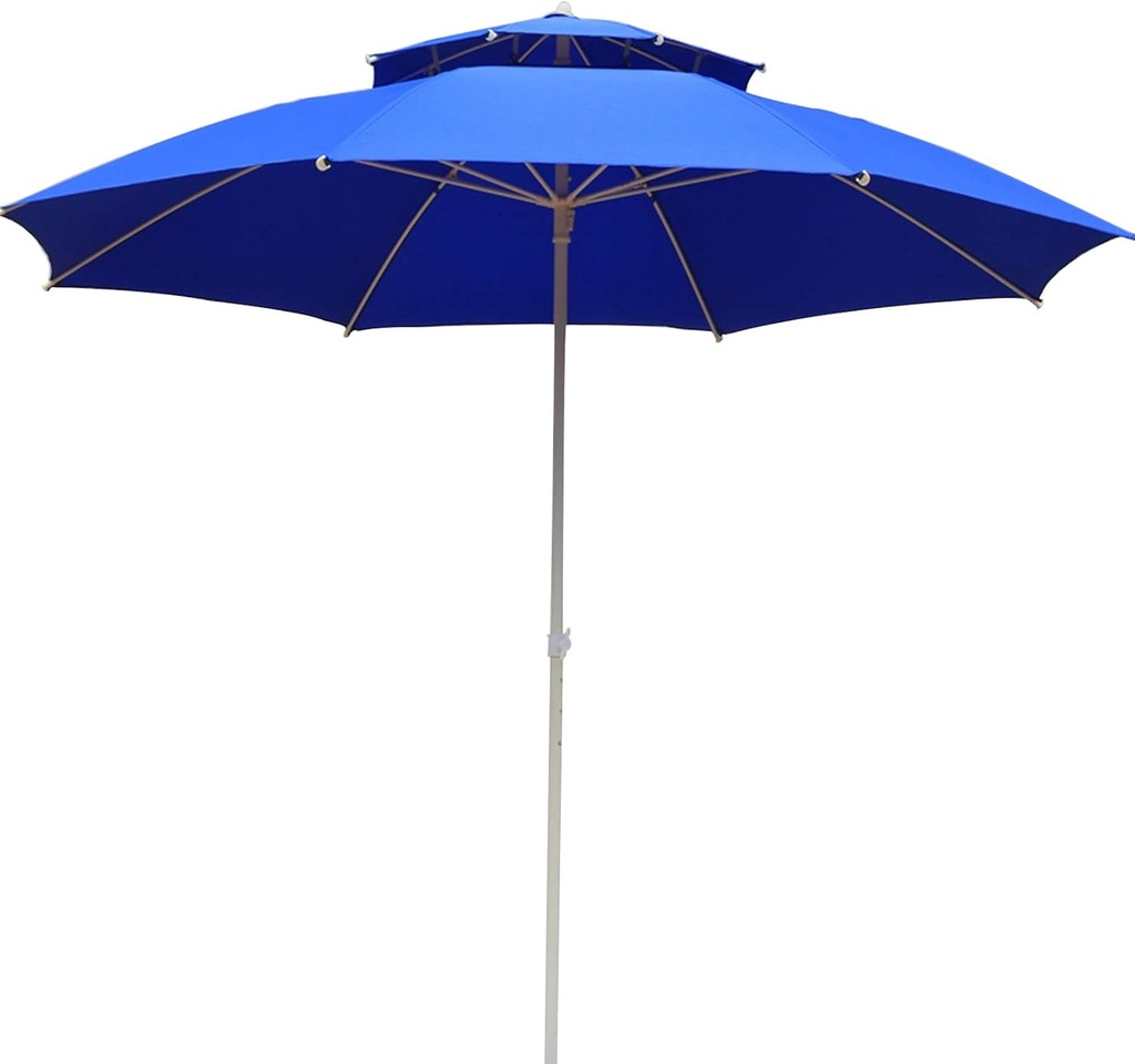 Parasol Grand Modèle Haute Qualité Double Toit Forme Rond 2,10 m-Bleu