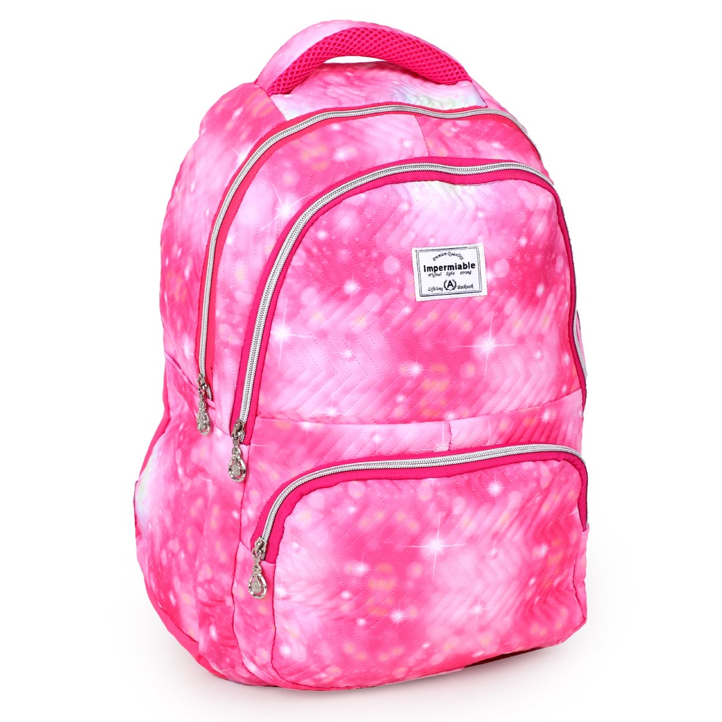 Sac à Dos En Tissu Bordé Rose Fuchsia Panaché