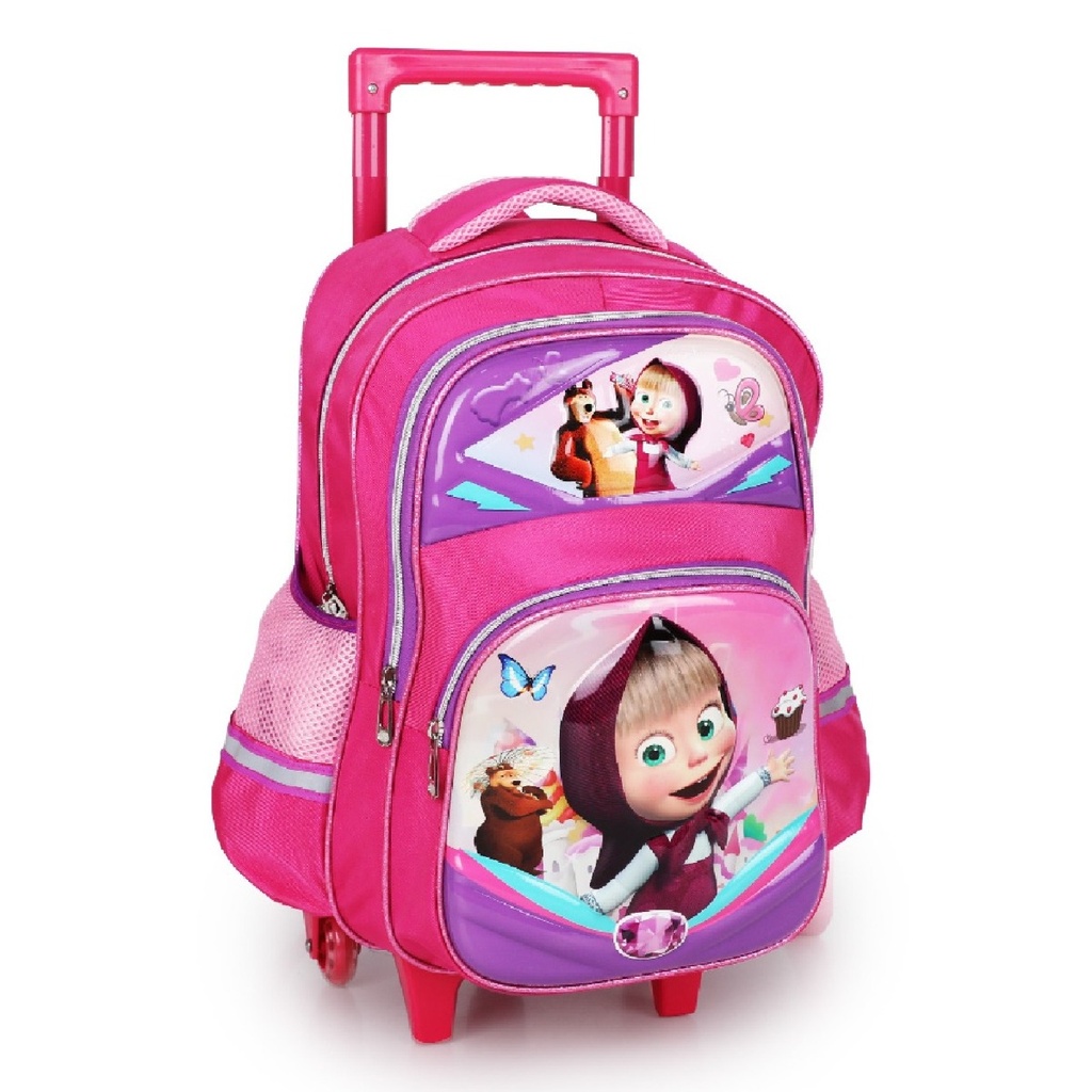 5éme et 6éme Année Primaire Cartable Scolaire Avec Roulette Pour Fille Motif Masha and the Bear
