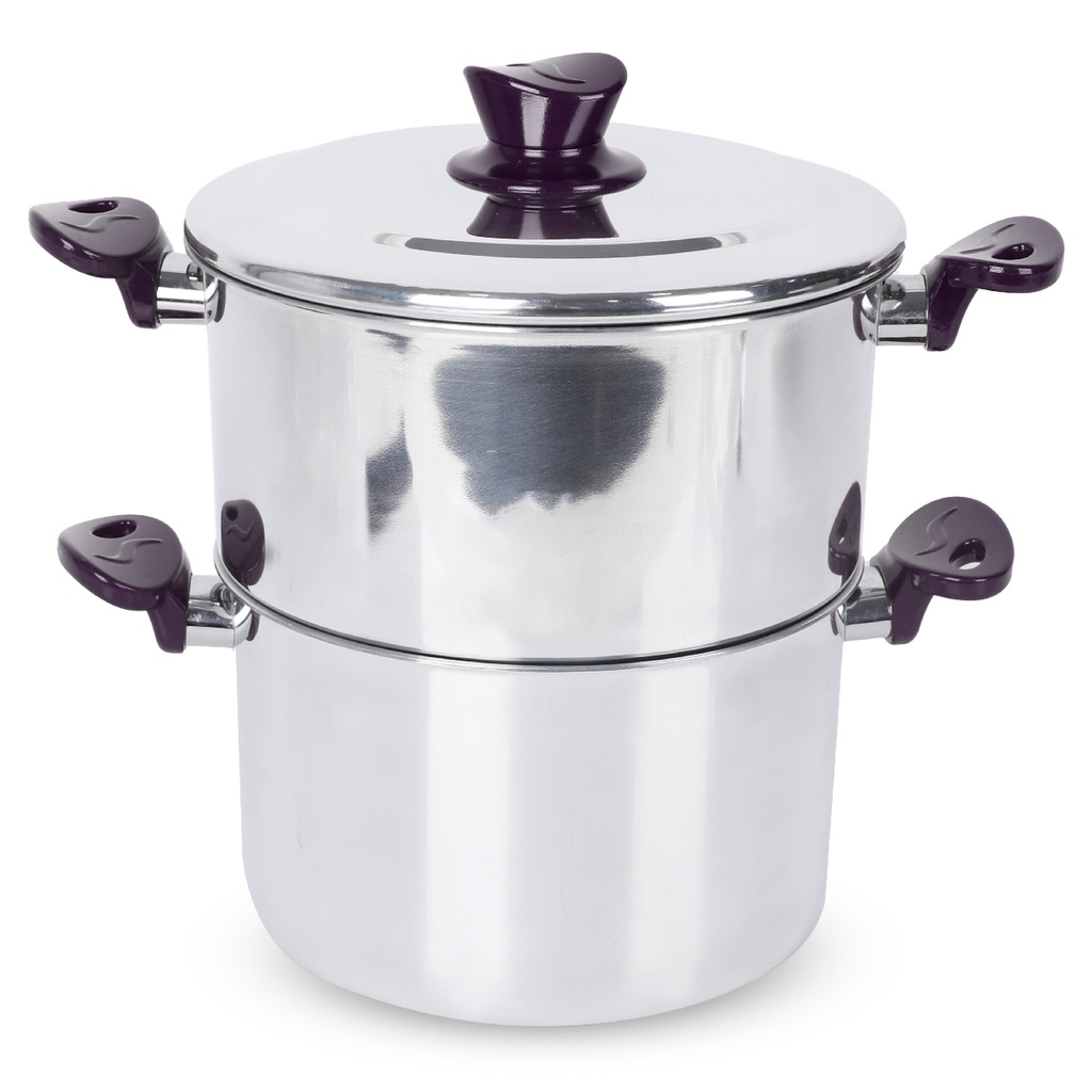OUBOURSINA Couscoussier Aluminium 6 L 22 Cm avec Poignée PVC-Violet
