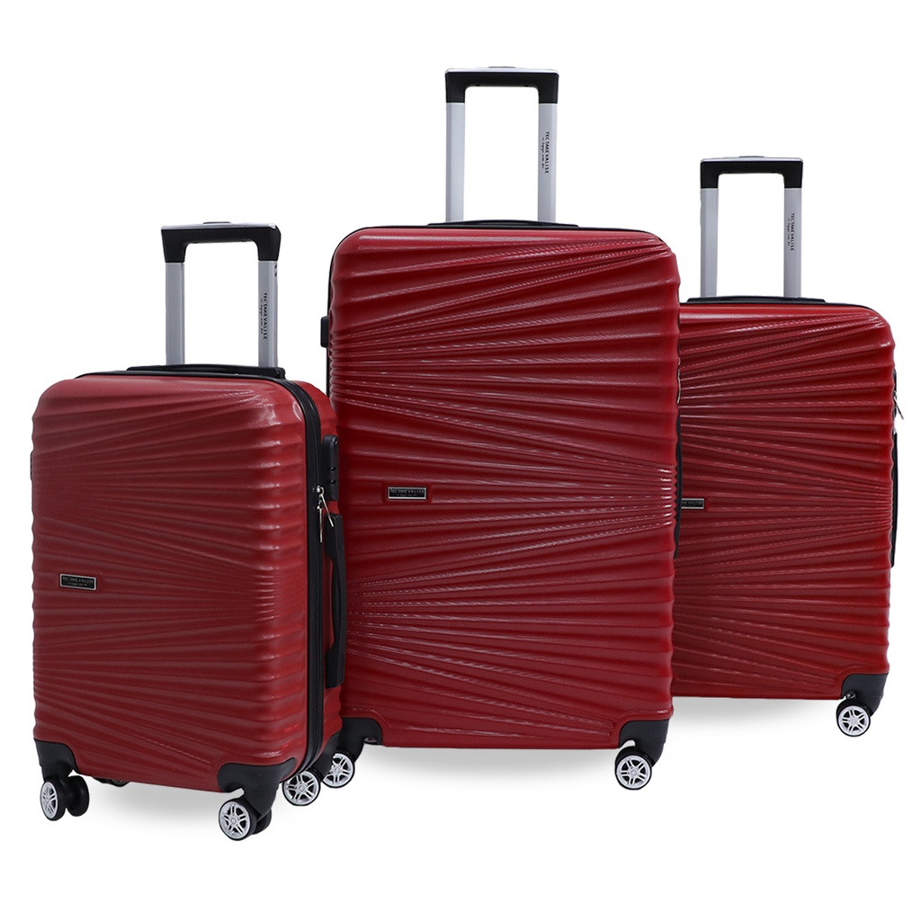 TEC TAKE VALISE Serie De 3 Valises Abs Modèle 2-Rouge Bordeaux