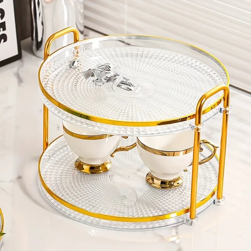 Présentoir gâteaux à deux étages Ronds Transparent