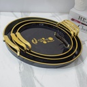 Ensemble de 3 plateaux Rond Noir-Motif 2