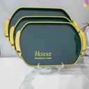 Ensemble de 3 plateaux Ovale Vert-Motif 1