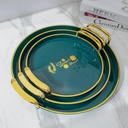 Ensemble de 3 plateaux Rond Vert-Motif 2