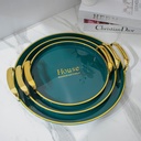 Ensemble de 3 plateaux Rond Vert-Motif 1