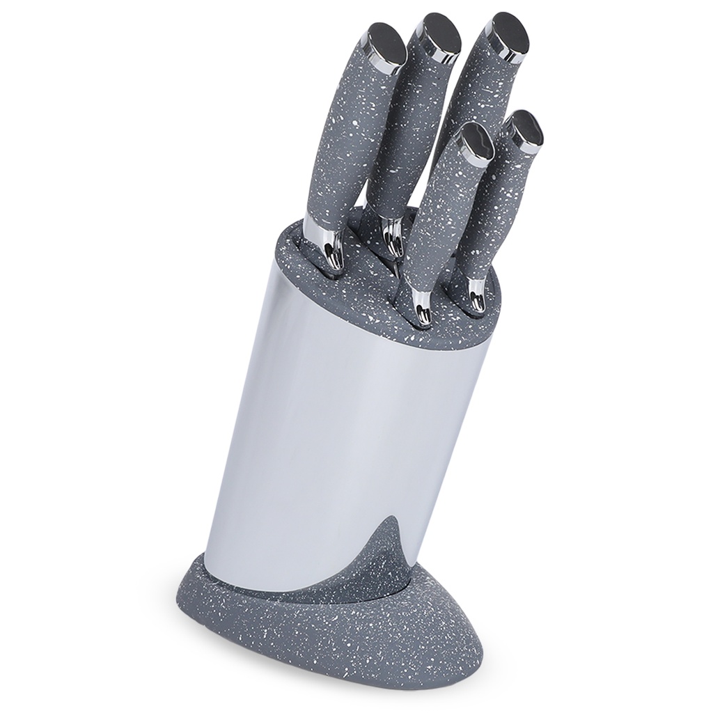 Ensemble des couteaux avec support Chromé-Gris