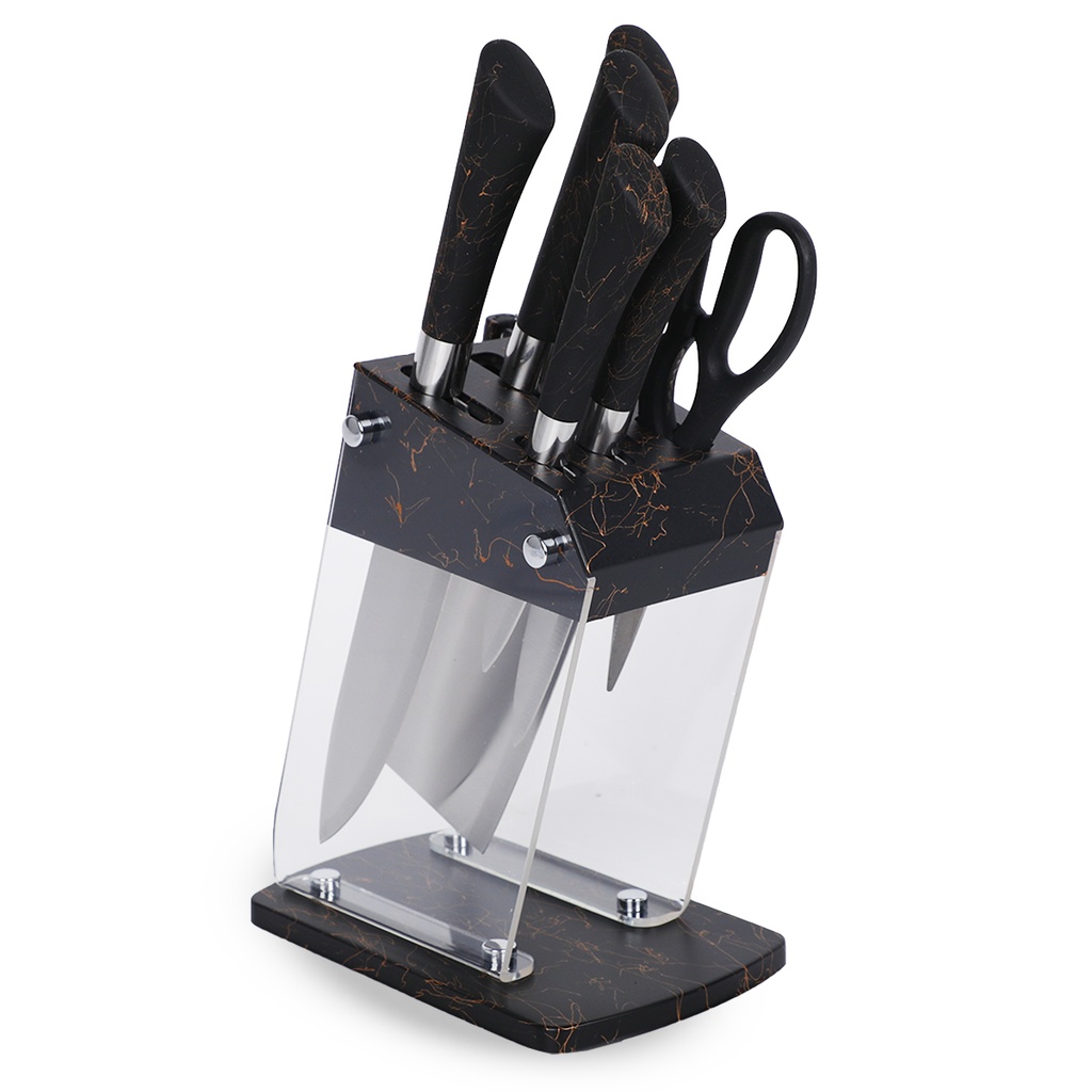 Ensemble des couteaux avec support transparent-Noir