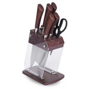 Ensemble des couteaux avec support transparent-Rouge Bordeaux