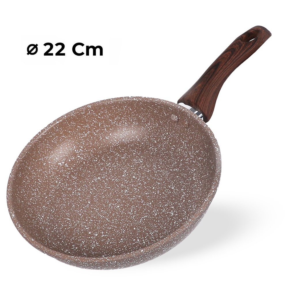 Poele sauteuse creuse Granit 22 cm-Marron clair