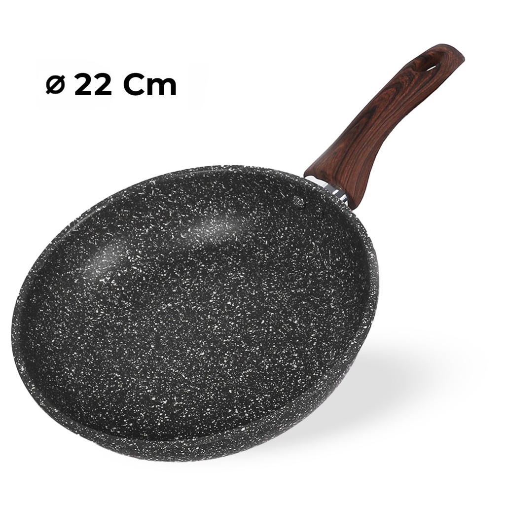 Poele sauteuse creuse Granit 22 cm-Noir