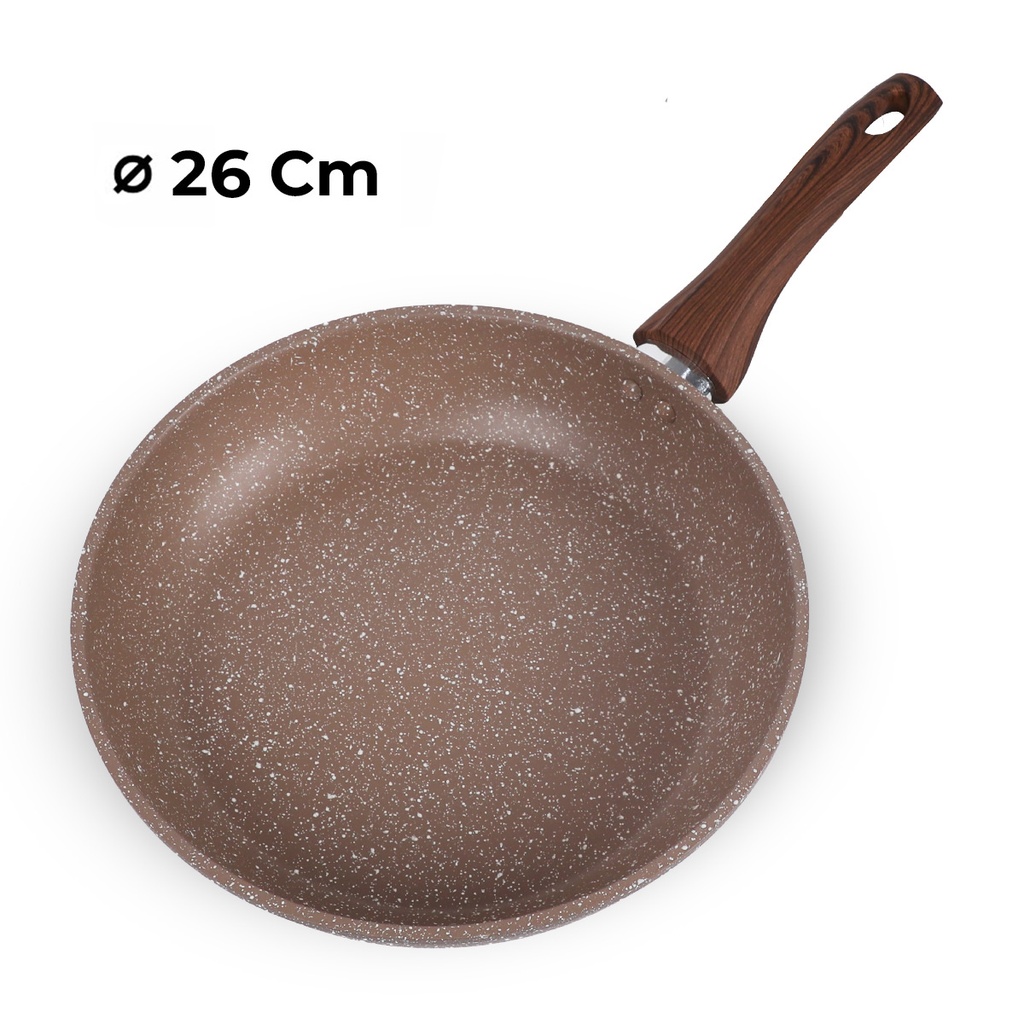 Poele sauteuse creuse Granit 26 cm-Marron clair