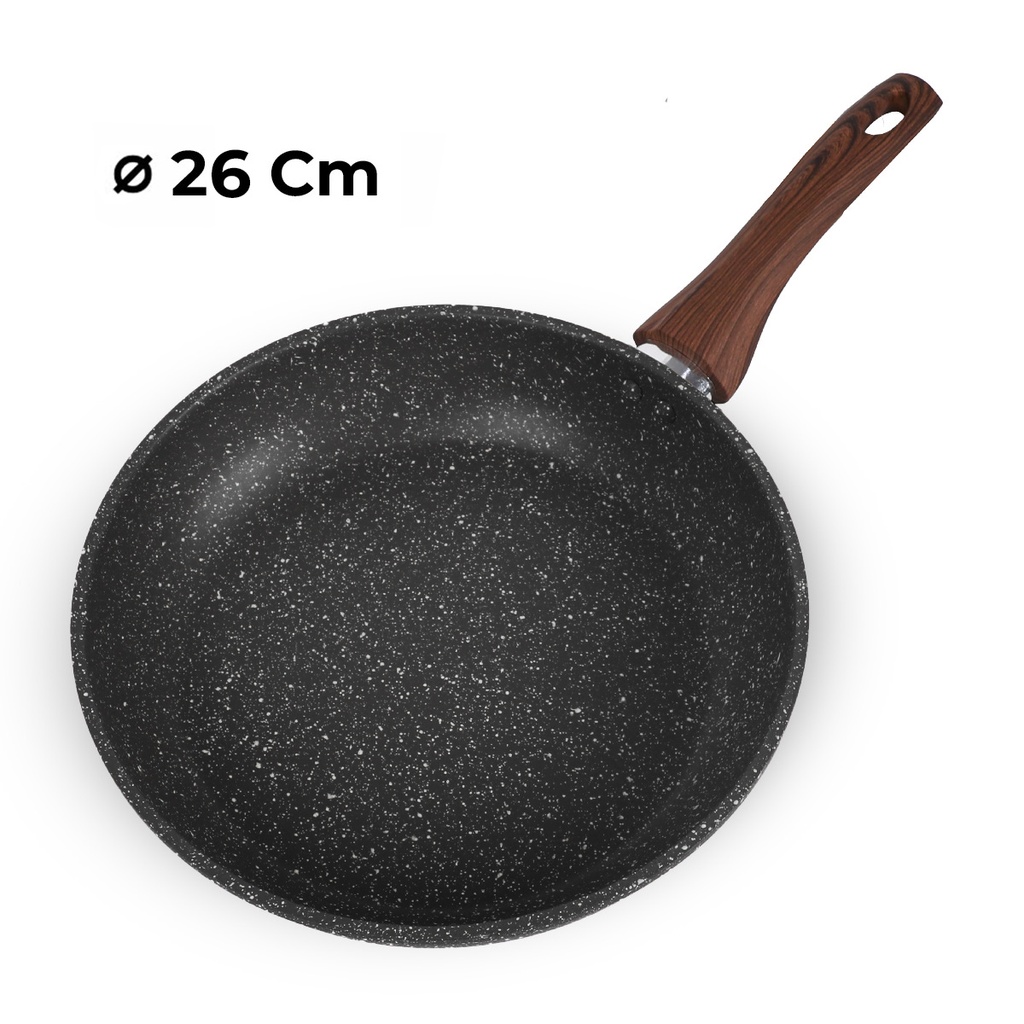 Poele sauteuse creuse Granit 26 cm-Noir