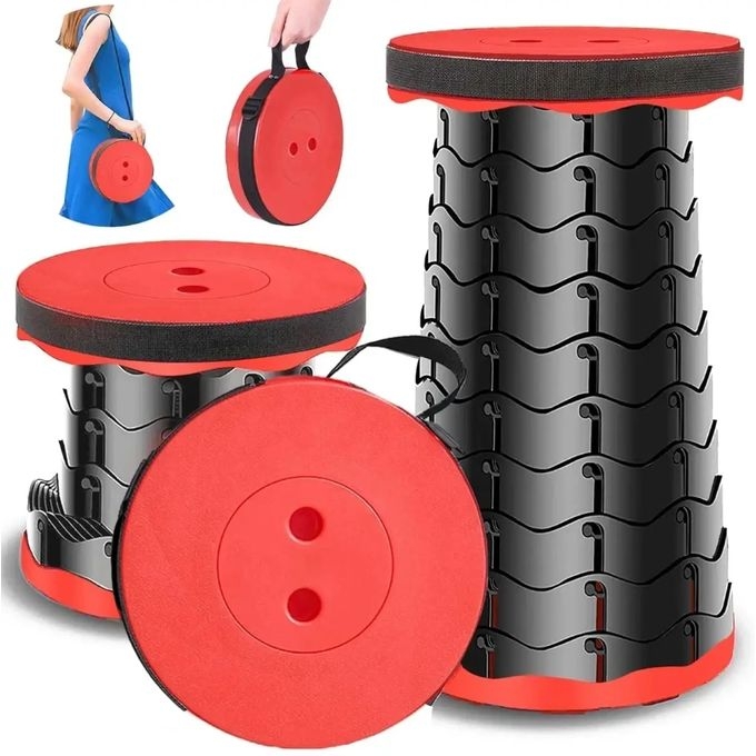 Tabouret Télescopique Pliant Rouge Portable 