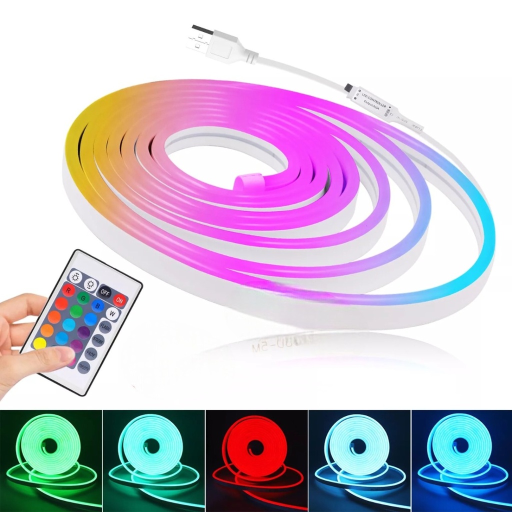 Ruban LED RGB Néon 5M USB Avec Télécommande 