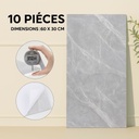 Pack de 10 Panneaux PVC Autocollant Alternative Au Marbre 60 x 30 cm - WMB-011 - Gris Clair