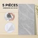 Pack de 5 Panneaux PVC Autocollant Alternative Au Marbre 60 x 30 cm - WMB-011 - Gris Clair