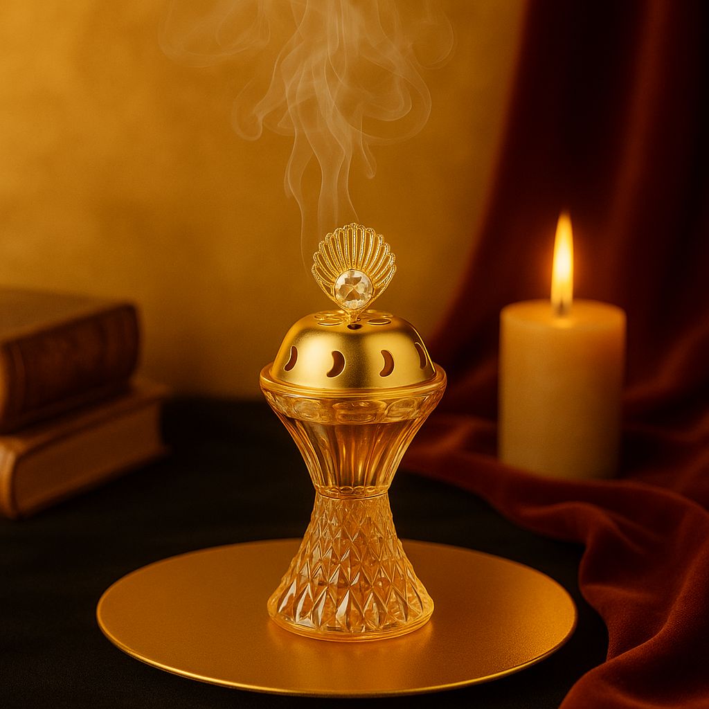 Encensoir À Charbon En verre et Métal Forme Conique Motif 3