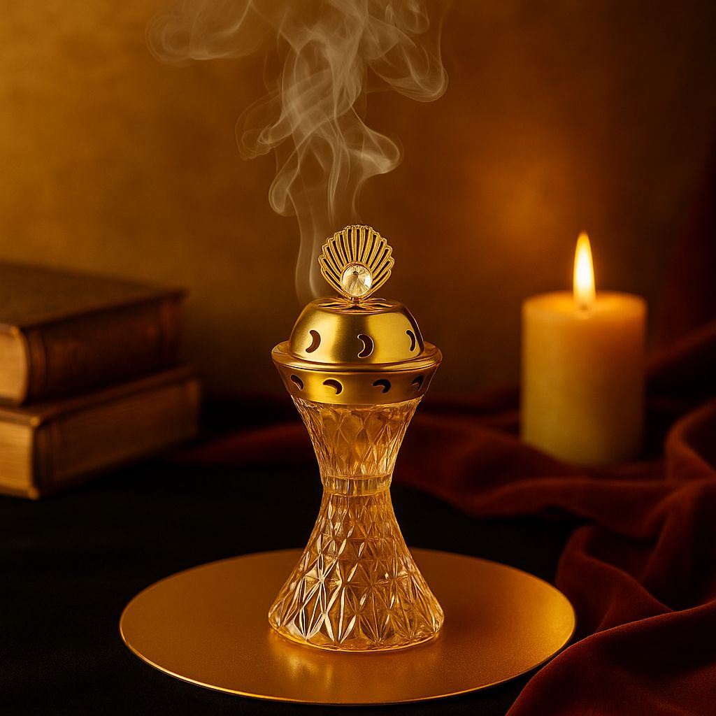 Encensoir À Charbon En verre et Métal Forme Conique Motif  2