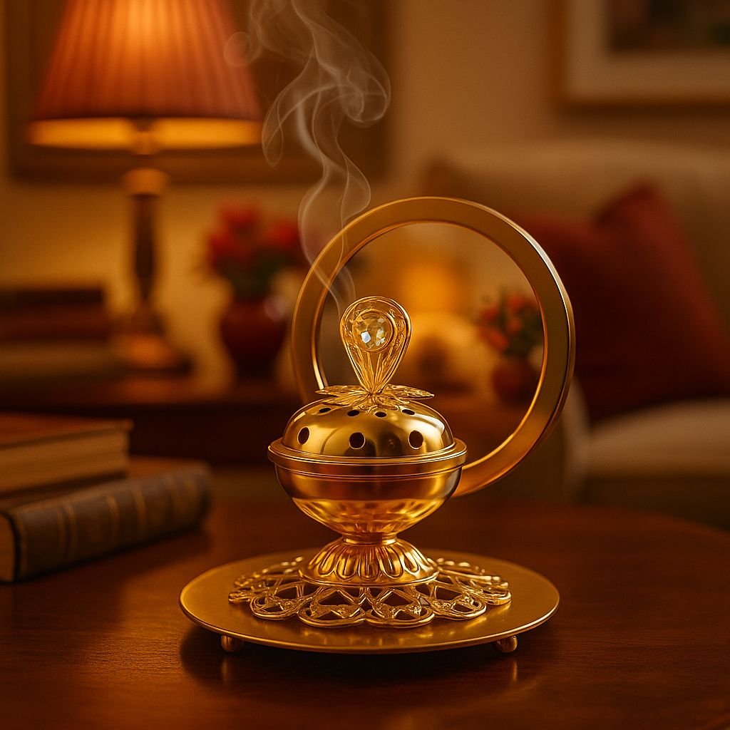 Encensoir À Charbon Métal Doré avec Miroir