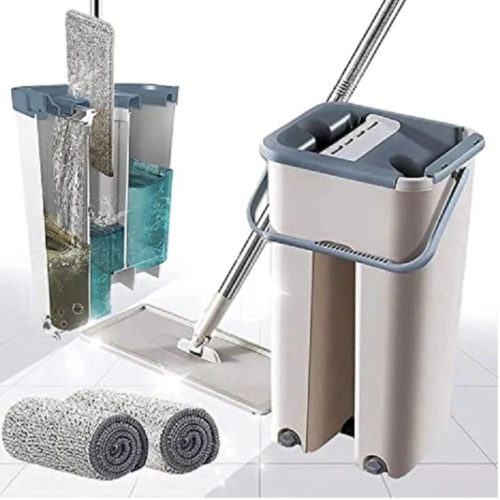 Vadrouille Balai de Nettoyage Pliable avec Seau MOP