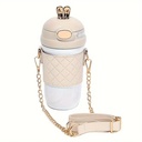 Thermos avec Motif Oreilles de Lapin et Sangle Bandoulière 420 ml Blanc