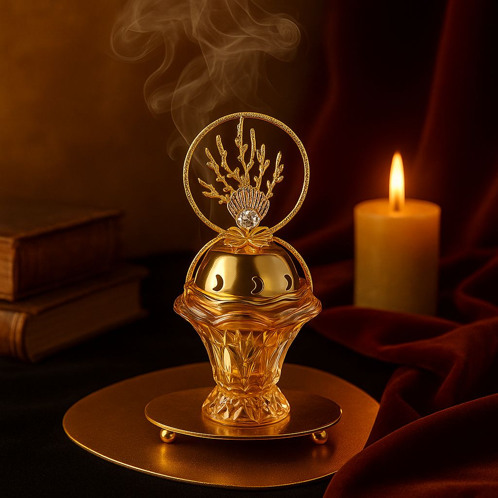 Encensoir À Charbon Métal Doré  avec support Motif Mini Arbre