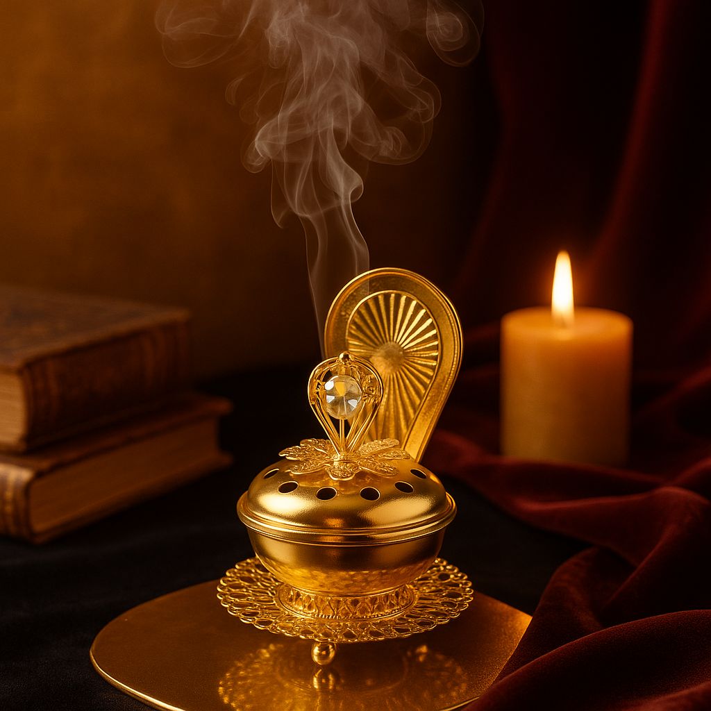 Encensoir  À Charbon Métal Doré avec support forme Cuillère