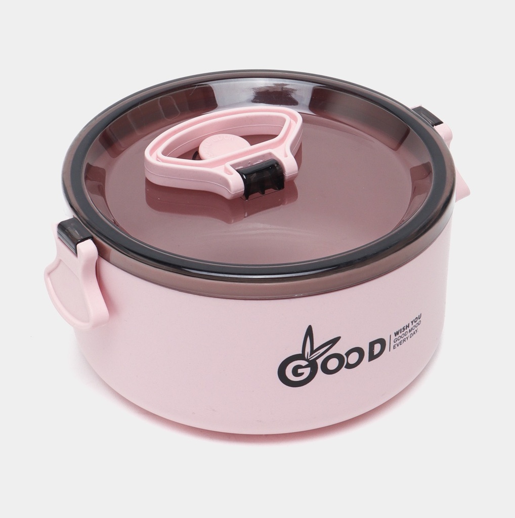 Boîte à Lunch Rose à Double Couche Avec Couverts 